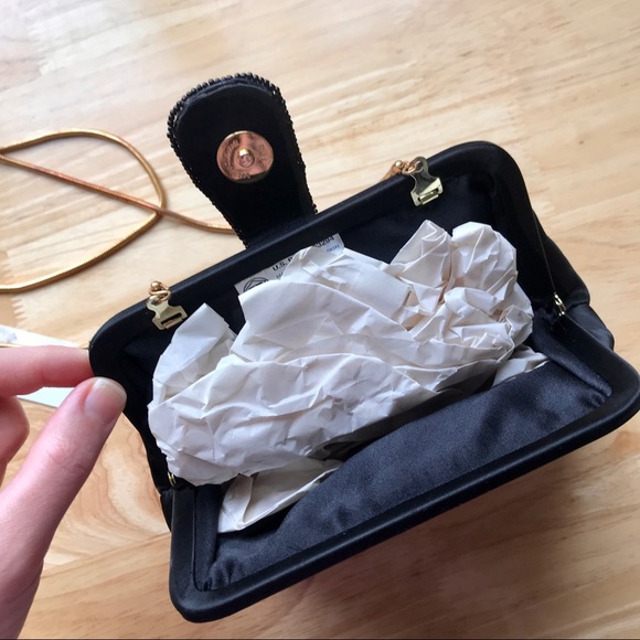 La Regale Black Satin Beaded Mini Evening Bag - Picture 10 of 13